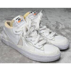 Nike Blazer x Sacai Low White Patent Leather Retro Sneakers Women 9.5 DM6443-100